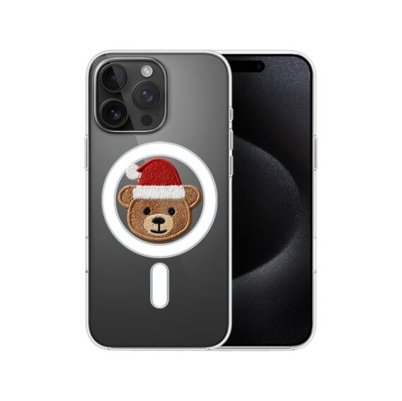Etui do iPhone 15 Pro Max z MagSafe, Przytulne święta, Miś Mikołajek, przeźroczyste7