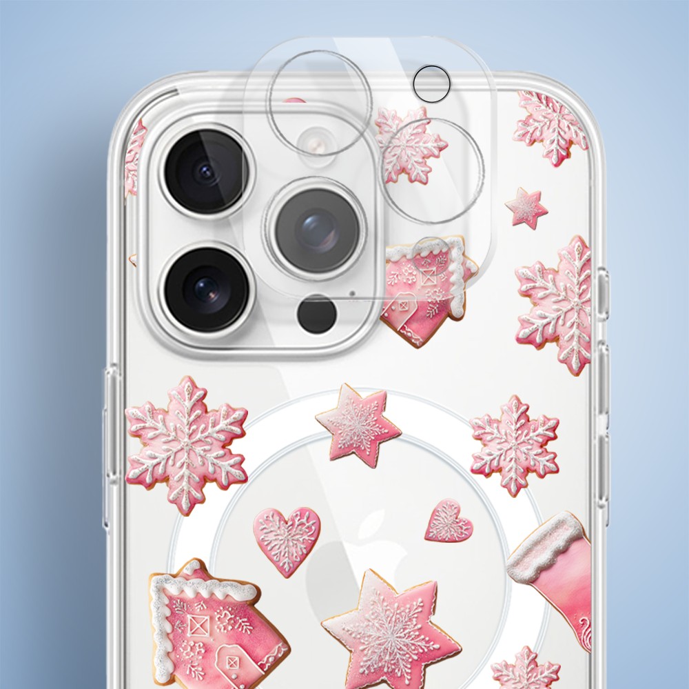 Etui do iPhone 15 Pro Max z MagSafe, Przytulne święta, Różowe pierniczki, przeźroczyste5
