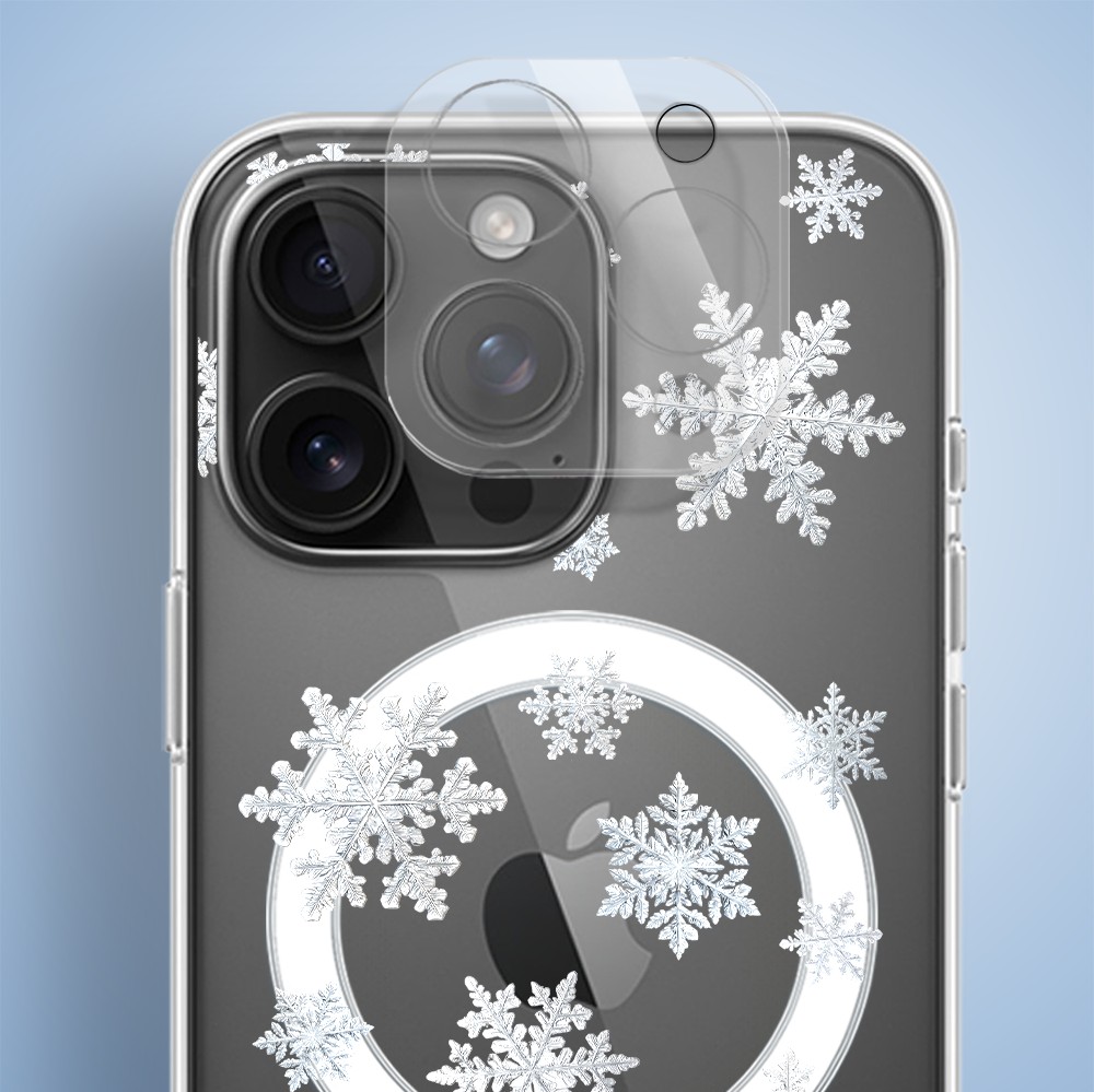 Etui do iPhone 15 Pro Max z MagSafe, Zimowa Magia, Delikatne płatki śniegu, przeźroczyste5