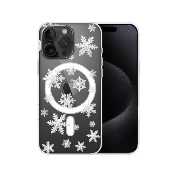 Etui do iPhone 15 Pro Max z MagSafe, Zimowa Magia, Delikatne płatki śniegu, przeźroczyste7