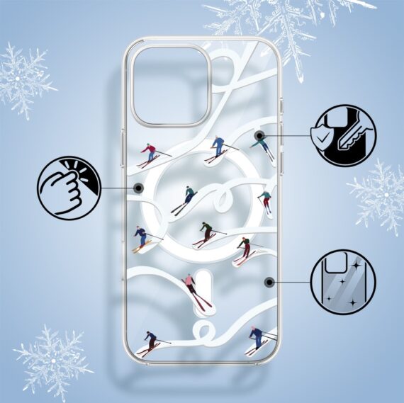 Etui do iPhone 15 Pro Max z MagSafe, Zimowa Magia, Narciarskie wiraże, przeźroczyste1