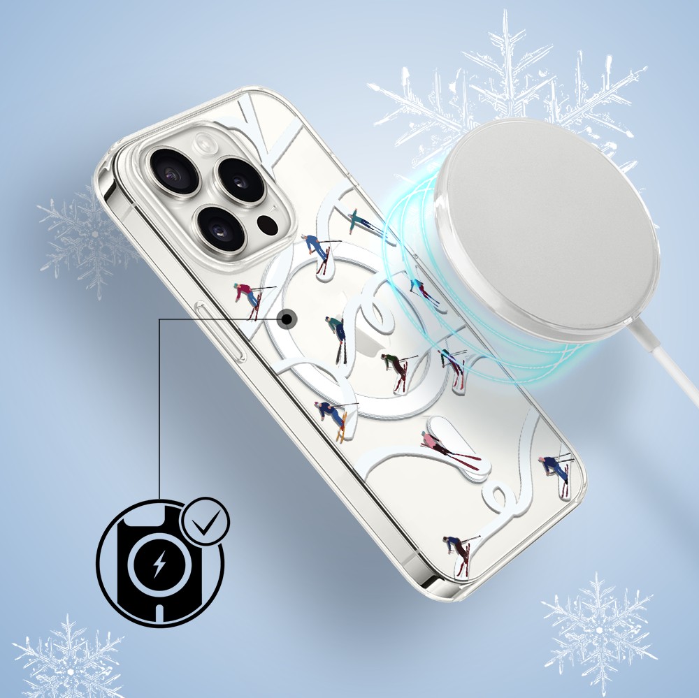 Etui do iPhone 15 Pro Max z MagSafe, Zimowa Magia, Narciarskie wiraże, przeźroczyste3