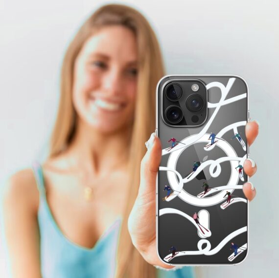 Etui do iPhone 15 Pro Max z MagSafe, Zimowa Magia, Narciarskie wiraże, przeźroczyste4