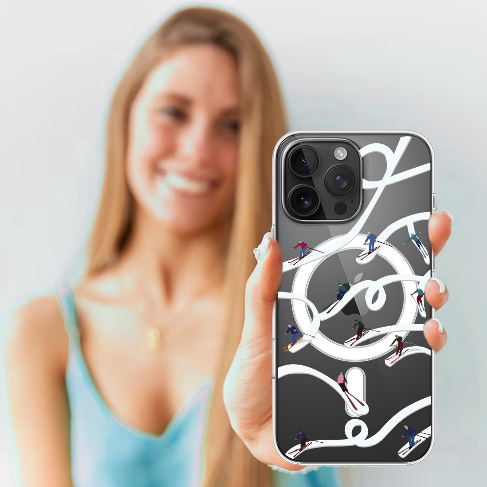 Etui do iPhone 15 Pro Max z MagSafe, Zimowa Magia, Narciarskie wiraże, przeźroczyste4