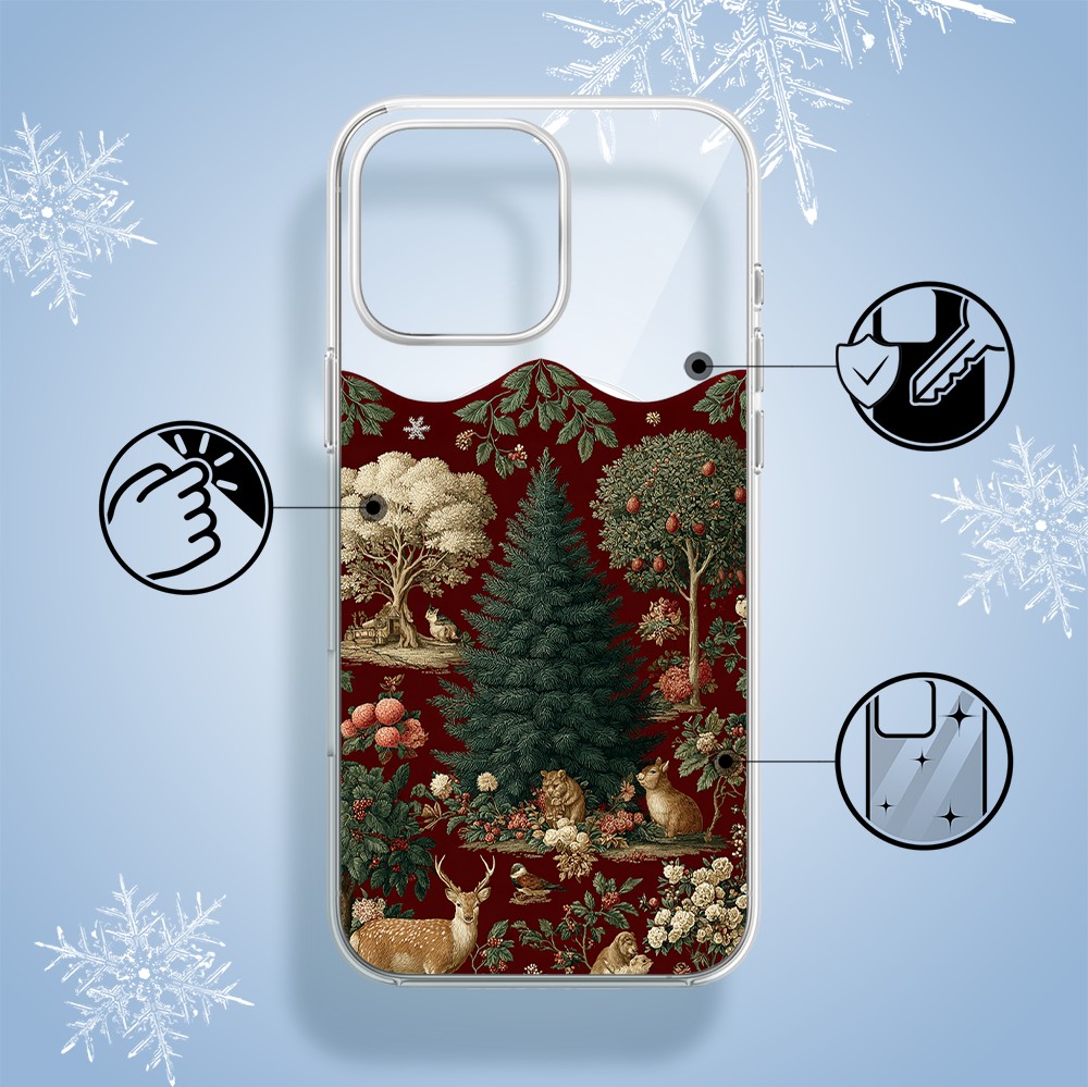 Etui do iPhone 15 Pro Max z MagSafe, Zimowa Magia, Świąteczny las, przeźroczyste1