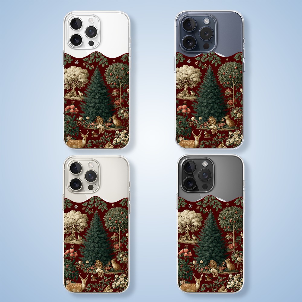 Etui do iPhone 15 Pro Max z MagSafe, Zimowa Magia, Świąteczny las, przeźroczyste2