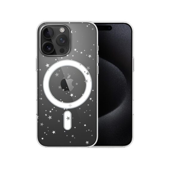 Etui do iPhone 15 Pro Max z MagSafe, Zimowa Magia, Szampańskie gwiazdki, przeźroczyste7