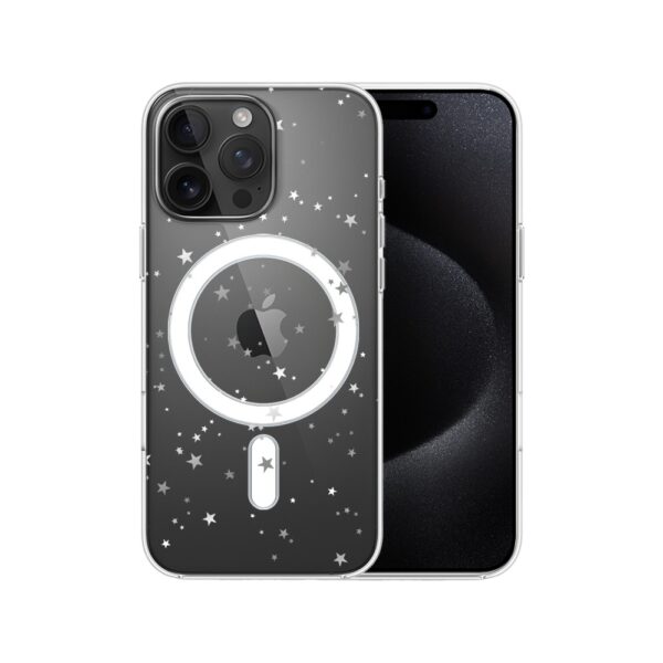 Etui do iPhone 15 Pro Max z MagSafe, Zimowa Magia, Szampańskie gwiazdki, przeźroczyste7