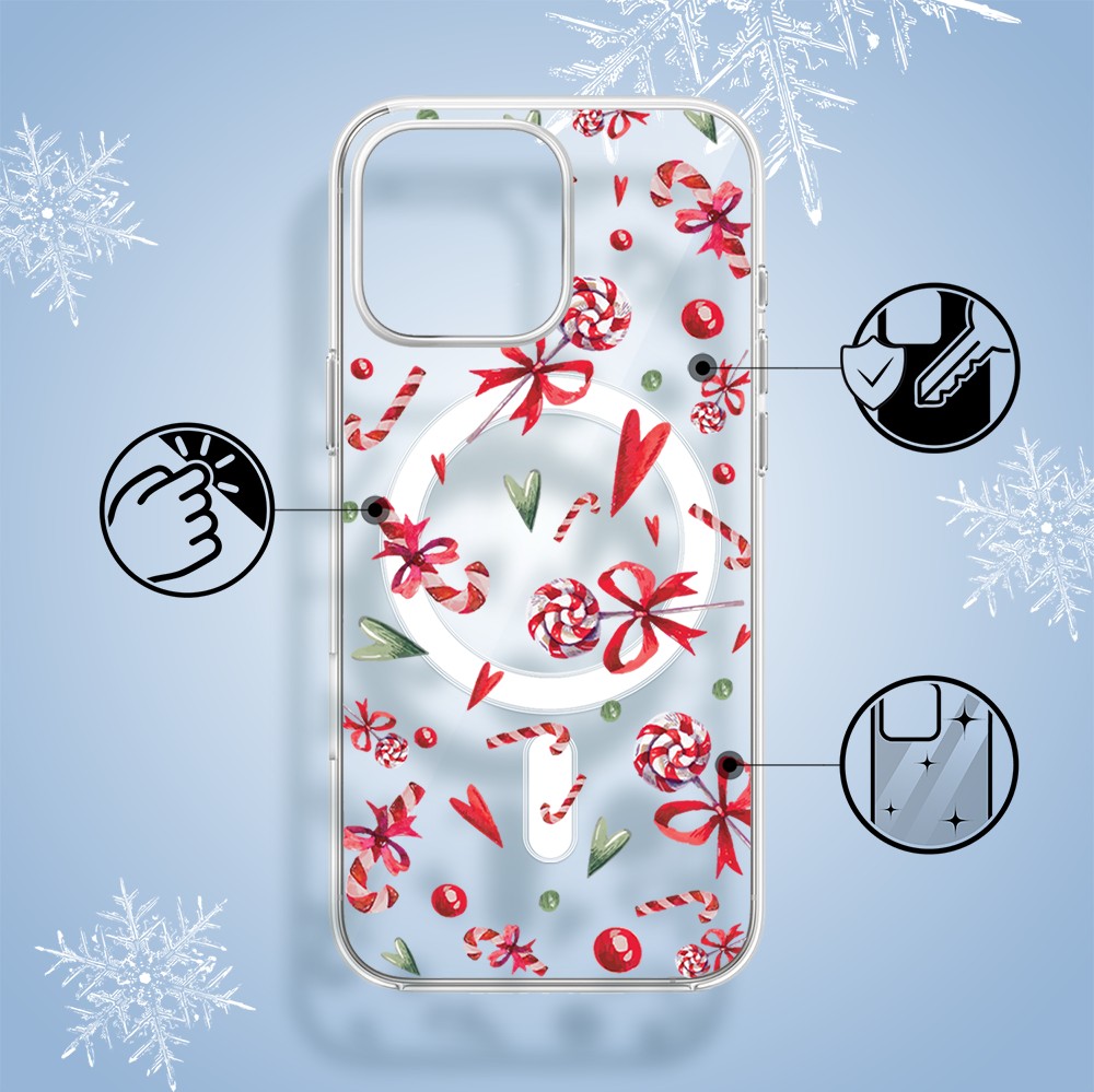 Etui do iPhone 15 Pro Max z MagSafe, cukierki świąteczne, przeźroczyste 15 pro-1