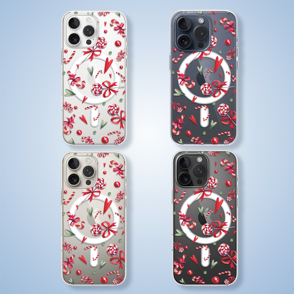 Etui do iPhone 15 Pro Max z MagSafe, cukierki świąteczne, przeźroczyste 15 pro-2