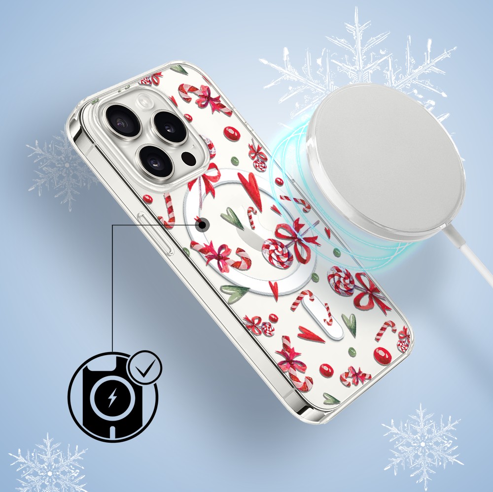 Etui do iPhone 15 Pro Max z MagSafe, cukierki świąteczne, przeźroczyste 15 pro-3