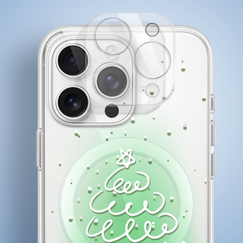 Etui do iPhone 15 Pro Max z MagSafe, malowana choinka na zielonym świetle, przeźroczyste 15 pro-5