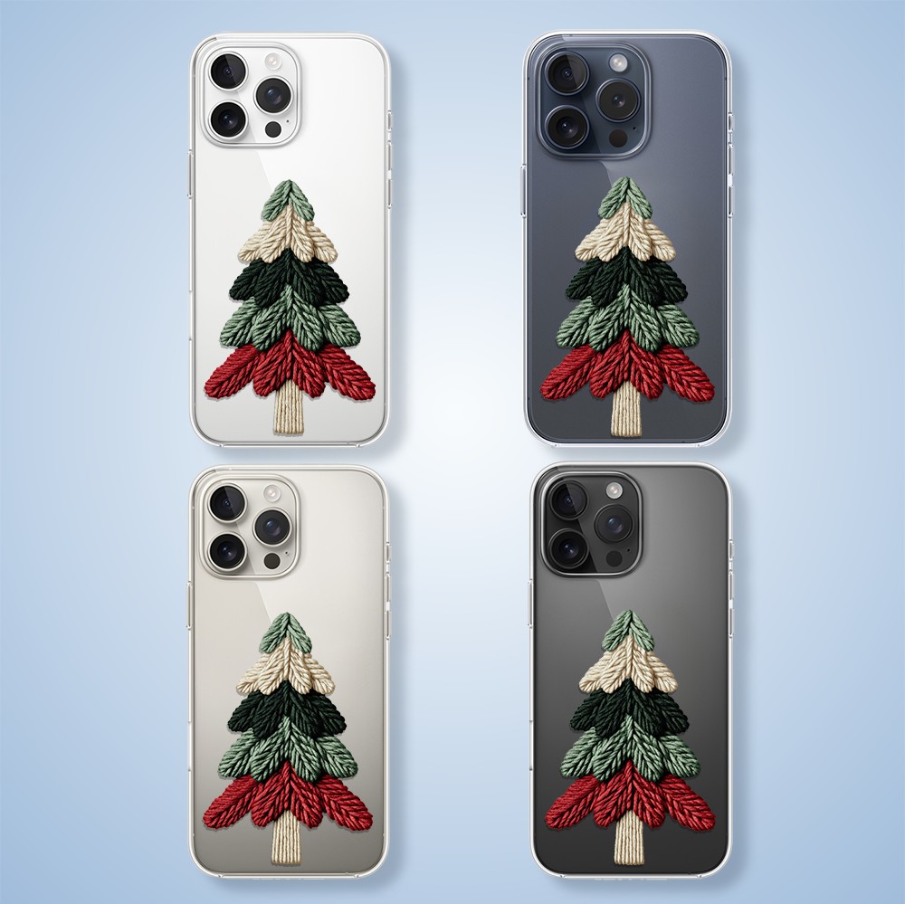 Etui do iPhone 15 Pro, Przytulne święta, Dziana choinka, przeźroczyste2