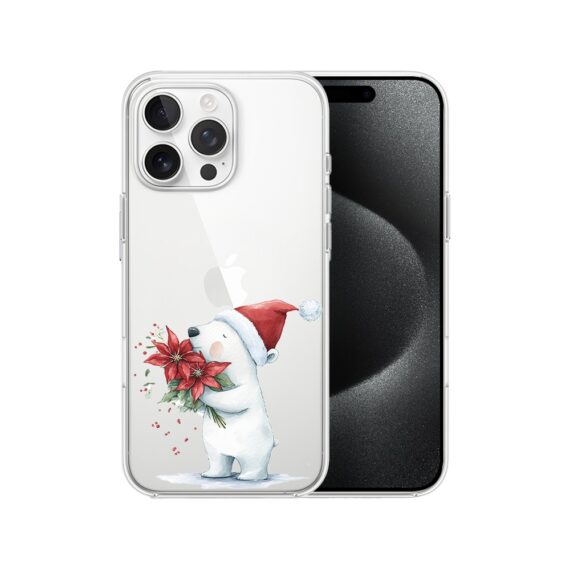 Etui do iPhone 15 Pro, Przytulne święta, Miś świąteczny, przeźroczyste7