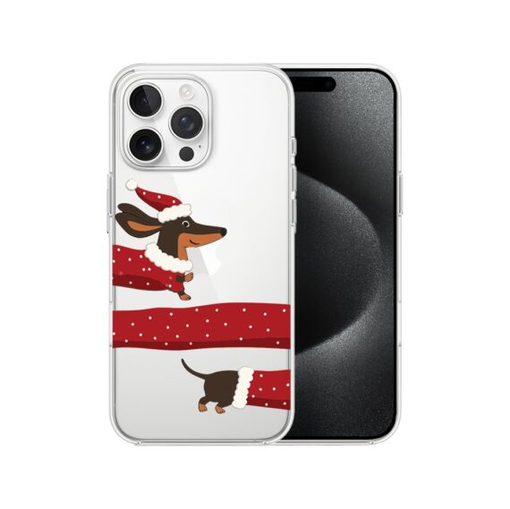 Etui do iPhone 15 Pro, Przytulne święta, Świąteczny jamnik, przeźroczyste7