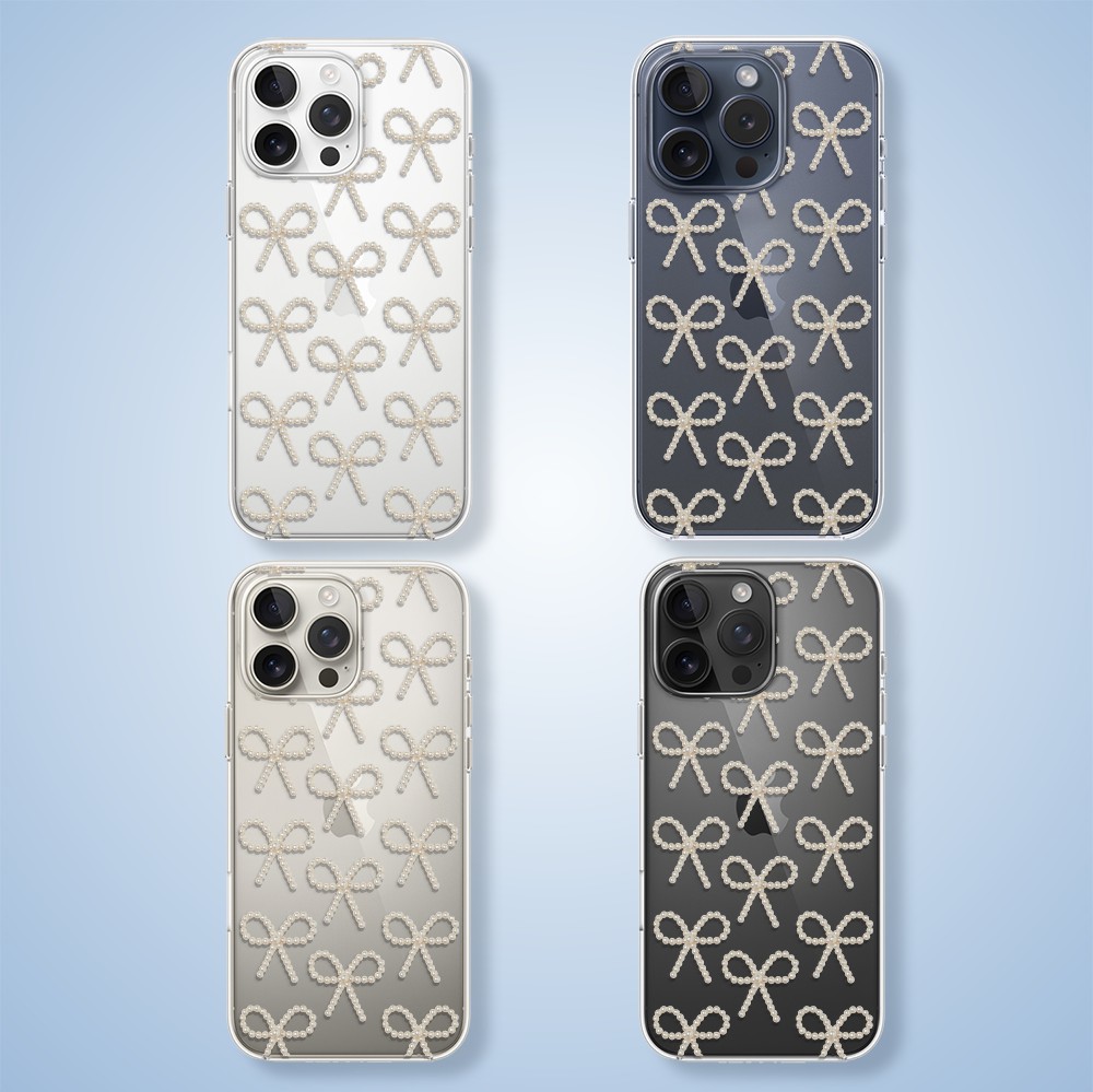 Etui do iPhone 15 Pro, Przytulne święta, Złote kokardki, przeźroczyste2