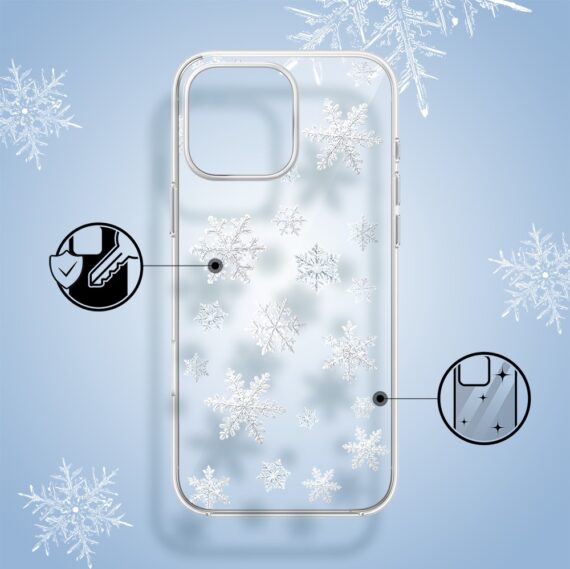 Etui do iPhone 15 Pro, Zimowa Magia, Delikatne płatki śniegu, przeźroczyste1
