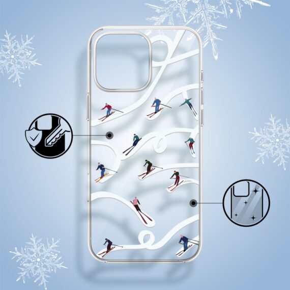 Etui do iPhone 15 Pro, Zimowa Magia, Narciarskie wiraże, przeźroczyste1