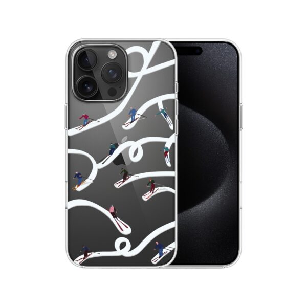 Etui do iPhone 15 Pro Max, Zimowa Magia, Narciarskie wiraże, przeźroczyste