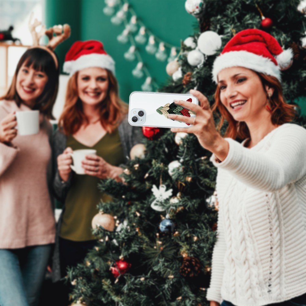 Etui do iPhone 15, Przytulne święta, Dziana choinka, przeźroczyste4