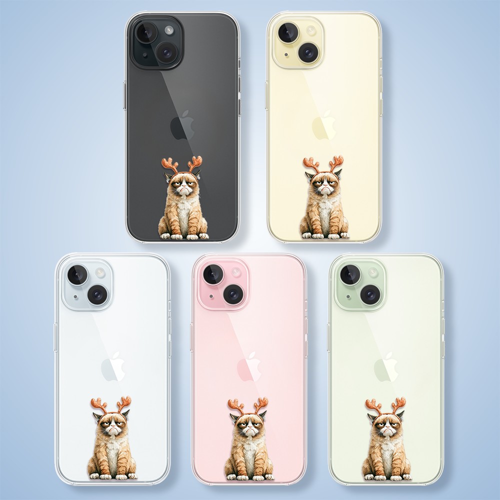 Etui do iPhone 15, Przytulne święta, Kot który nie chciał być reniferem, przeźroczyste2