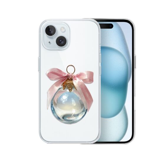 Etui do iPhone 15, Przytulne święta, Pastelowe bombki, przeźroczyste5