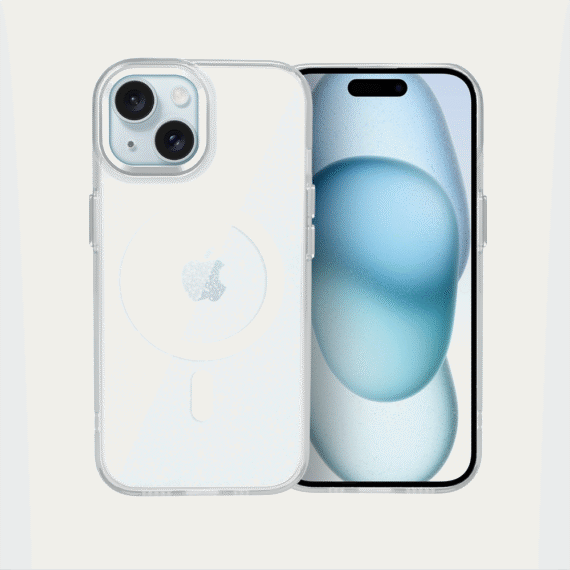 Etui do iPhone 15 Super Hybrid Sparkle z MagSafe, błyszczący, twardy brokatowy tył, metalowe ozdoby, przeźroczyste (4)