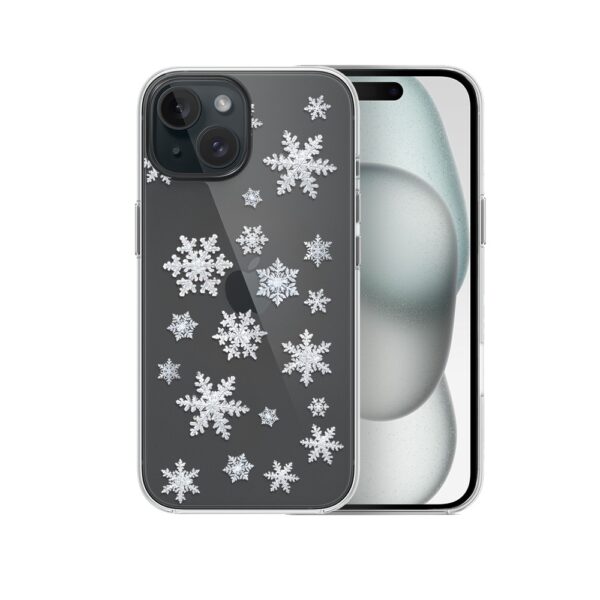 Etui do iPhone 15 Plus, Zimowa Magia, Delikatne płatki śniegu, przeźroczyste