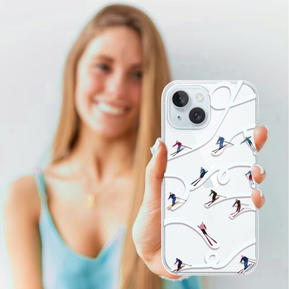 Etui do iPhone 15, Zimowa Magia, Narciarskie wiraże, przeźroczyste3