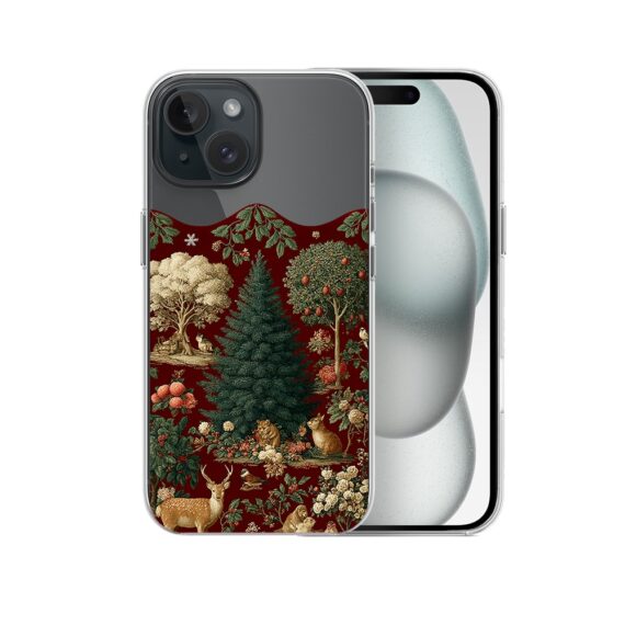 Etui do iPhone 15, Zimowa Magia, Świąteczny las, przeźroczyste5