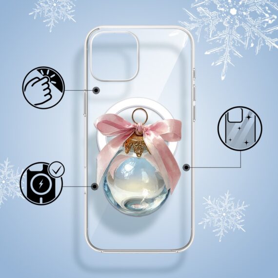 Etui do iPhone 15 z MagSafe, Przytulne święta, Kryształowa bombka, przeźroczyste1