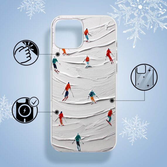 Etui do iPhone 15 z MagSafe, Zimowa Magia, Narciarski obraz1