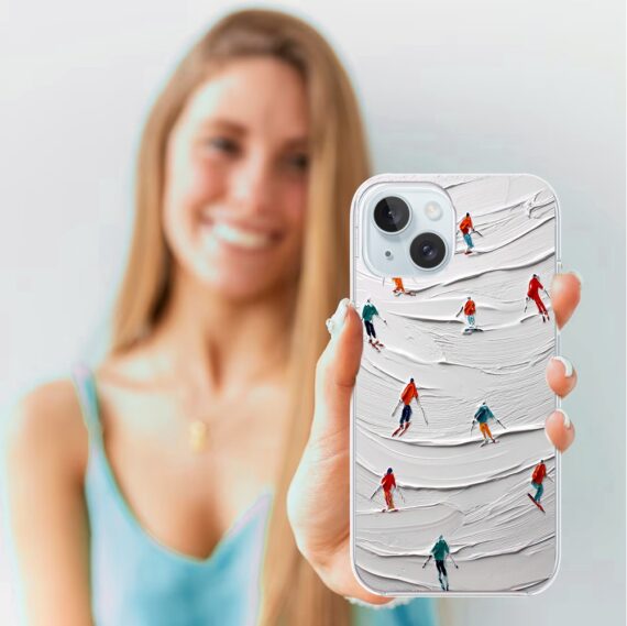 Etui do iPhone 15 z MagSafe, Zimowa Magia, Narciarski obraz3