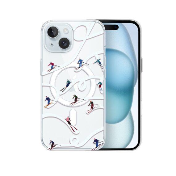 Etui do iPhone 15 z MagSafe, Zimowa Magia, Narciarskie wiraże, przeźroczyste5