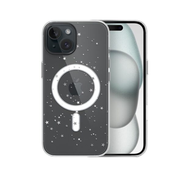 Etui do iPhone 15 z MagSafe, Zimowa Magia, Szampańskie gwiazdki, przeźroczyste5