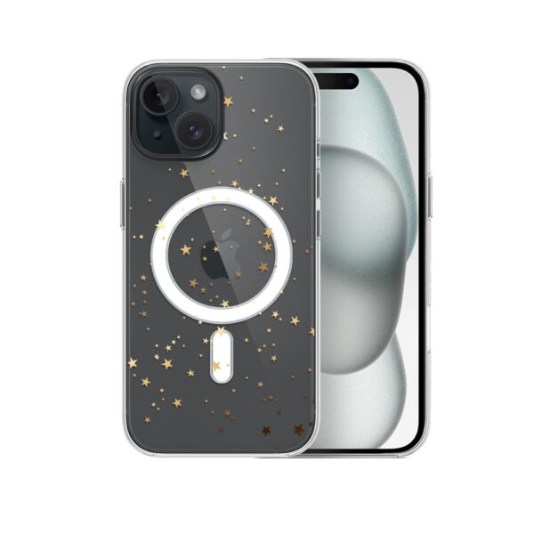 Etui do iPhone 15 z MagSafe, Zimowa Magia, Złote gwiazdki, przeźroczyste5