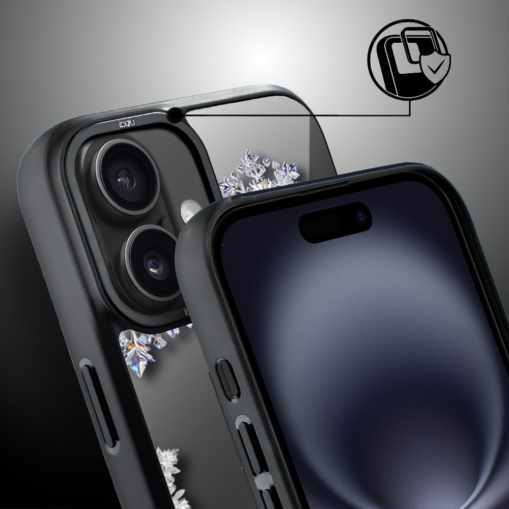 Etui do iPhone 16 Plus IBIZU DropGuard Matt z MagSafe, Zimowa magia, Królewskie płatki śniegu ip 16-3