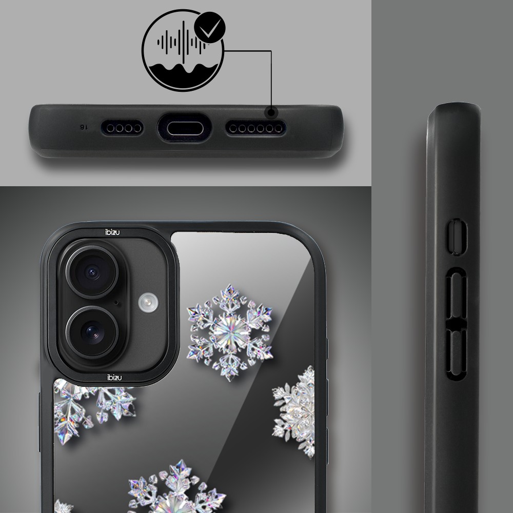 Etui do iPhone 16 Plus IBIZU DropGuard Matt z MagSafe, Zimowa magia, Królewskie płatki śniegu ip 16-4