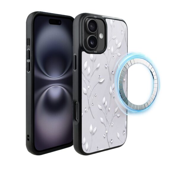 Etui do iPhone 16 Plus IBIZU DropGuard Matt z MagSafe, Zimowa magia, Lodowe kwiaty ip 16-6