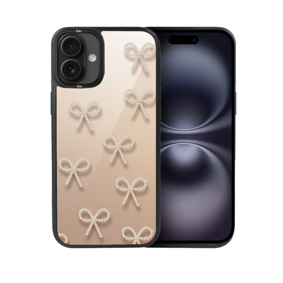 Etui do iPhone 16 Plus IBIZU DropGuard Matt z MagSafe, Zimowa magia, Perłowe kokardki ip 16