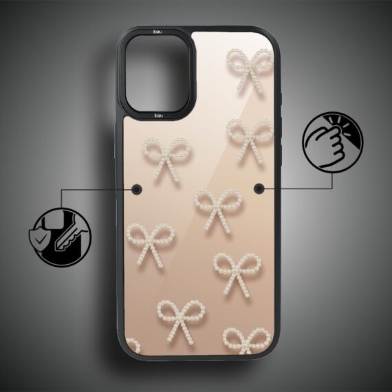 Etui do iPhone 16 Plus IBIZU DropGuard Matt z MagSafe, Zimowa magia, Perłowe kokardki ip 16-7