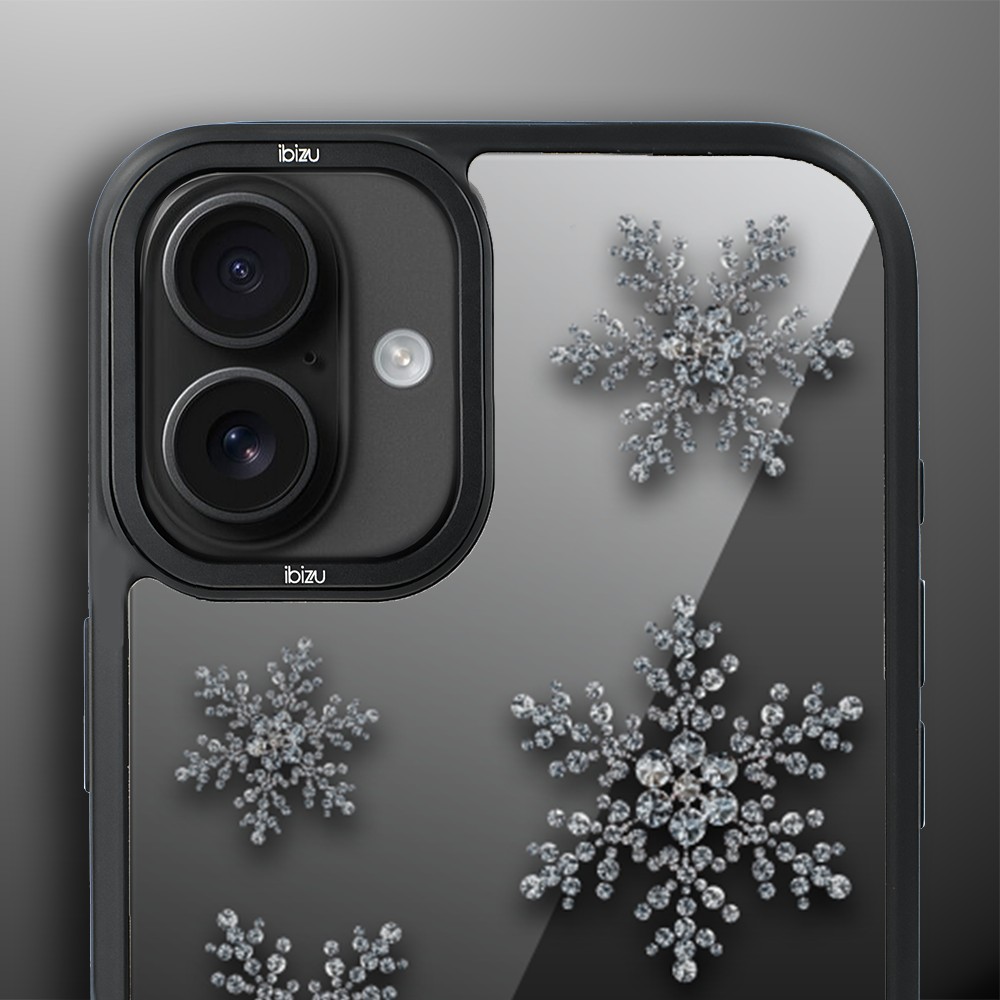 Etui do iPhone 16 Plus IBIZU DropGuard Matt z MagSafe, Zimowa magia, Płatki śniegu na czarnym lustrze ip 16-5