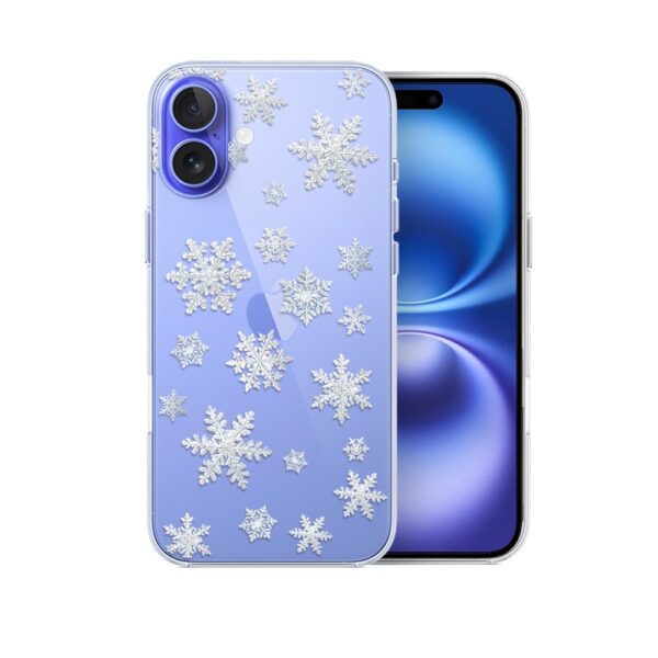 Etui do iPhone 16, Zimowa Magia, Delikatne płatki śniegu, przeźroczyste