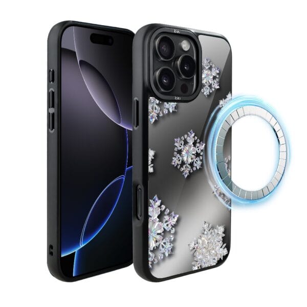Etui do iPhone 16 Pro Max IBIZU DropGuard Matt z MagSafe, Zimowa magia, Królewskie płatki śniegu
