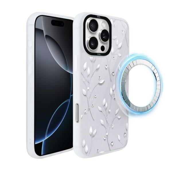 Etui do iPhone 16 Pro IBIZU DropGuard Matt z MagSafe, Lodowe kwiaty