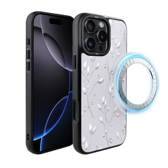 Etui do iPhone 16 Pro Max IBIZU DropGuard Matt z MagSafe, Zimowa magia, Lodowe kwiaty ip 16 pro-6