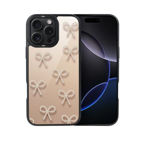 Etui do iPhone 16 Pro Max IBIZU DropGuard Matt z MagSafe, Zimowa magia, Perłowe kokardki ip 16 pro