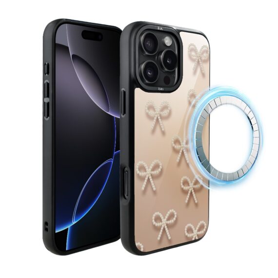 Etui do iPhone 16 Pro Max IBIZU DropGuard Matt z MagSafe, Zimowa magia, Perłowe kokardki ip 16 pro-6