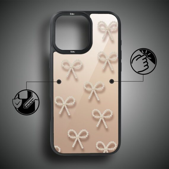 Etui do iPhone 16 Pro Max IBIZU DropGuard Matt z MagSafe, Zimowa magia, Perłowe kokardki ip 16 pro-7