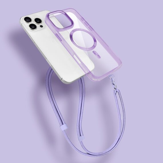 Etui do iPhone 16 Pro Max Super Hybrid z MagSafe, twardy tył, metalowe ozdoby, lawendowe (2)